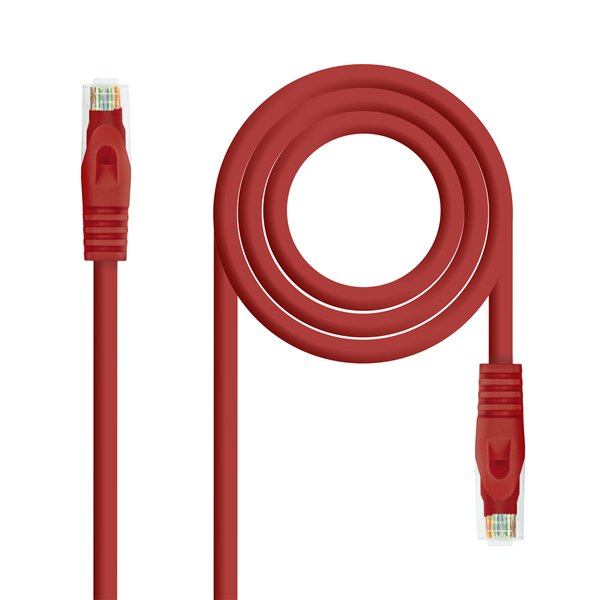 Nanocable Cable de red latiguillo RJ45 LSZH Cat.6A UTP AWG24, Rojo, 0.5m