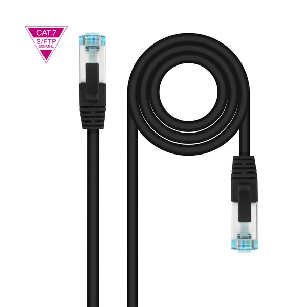 Nanocable Cable de Red Latiguillo Cat.7 600MHZ LSZH SFTP PIMF AWG26, Negro, 30 cm