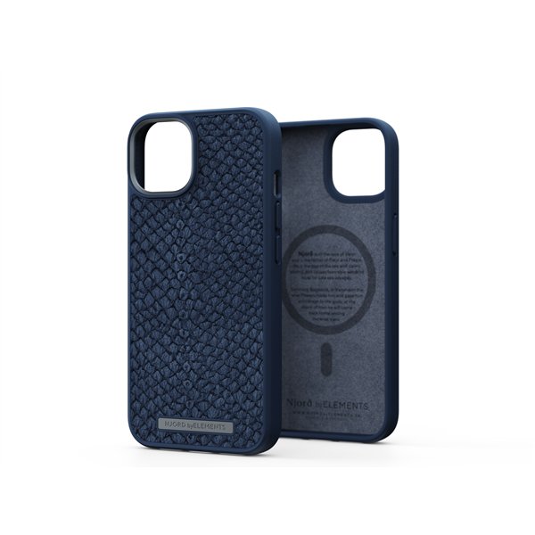 Njord byELEMENTS Salmon Leather Magsafe Case - iPhone 14 - Blue