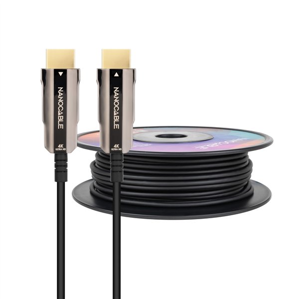 Nanocable Cable HDMI V2.0 AOC 4K@60Hz 18Gbps A/M-A/M, Negro, 50 m