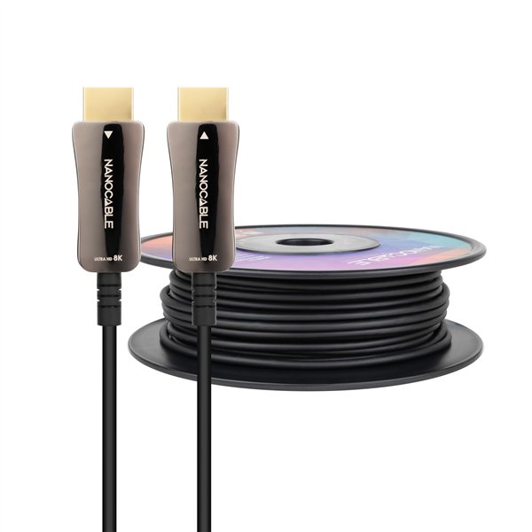 Nanocable Cable HDMI V2.1 AOC 8K@60Hz 4K@120Hz 48Gbps A/M-A/M, Negro, 80 m