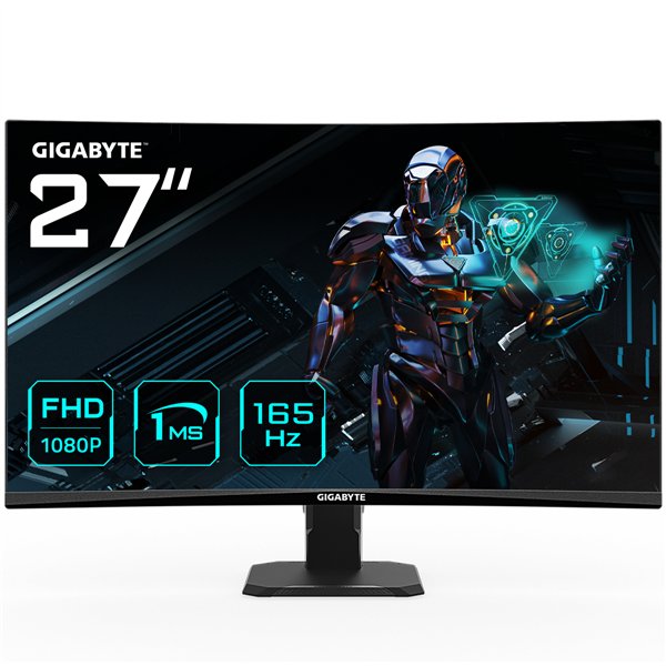 GIGABYTE GS27F 27" Monitor de Juego FHD - 1920 x 1080, 165Hz, 1ms, 300 cd/m², FreeSync Premium, HDR Ready, HDMI 2.0, Displayport