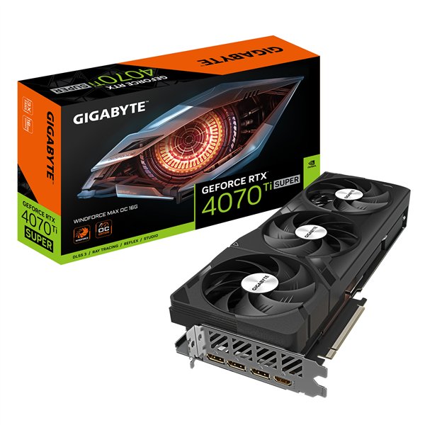 GIGABYTE GeForce RTX 4070 Ti SUPER WINDFORCE MAX OC Tarjeta Gráfica - 16 GB GDDR6X, 256 bits, PCI-E 4.0, 2655 MHz Reloj Central,