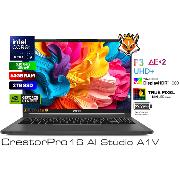 MSI Creator Pro 16 AI Studio A1VMG-096ES Intel Core Ultra 9-185H 64GB 2TB SSD RTX 5000 16"