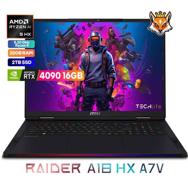 MSI Raider A18 HX A7VIG-011ES AMD Ryzen 9-7945HX 32GB 2TB RTX 4090 16GB 18" W11