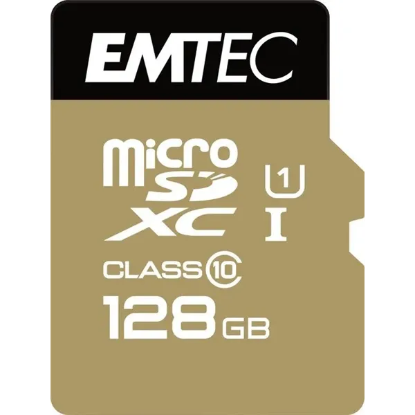 Memoria Sd Micro 128gb Emtec Elite Gold 85mb/s Sd + Adapter Class 10 Uhs1 U1 Ecmsdm128gxc10gp