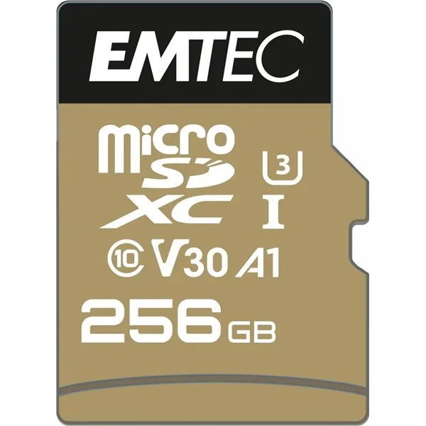 Memoria Sd Micro 256gb Emtec Speedin Pro 95mb/s Sd + Adapter Class 10 Uhs1 U3 Sd Ecmsd256gxc10sp