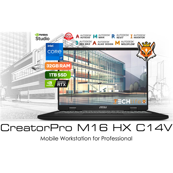 MSI CreatorPro M16 HX C14VJG-211ES Workstation - i7-14700HX 32GB 1TB SSD RTX A2000 ADA 16"