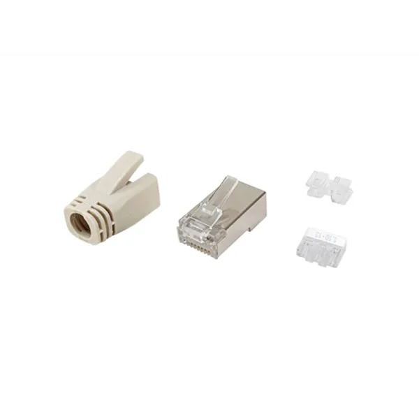 Kit 100 Conectores Rj45 Equip Categoria 6a 121182 Apantallado Con Capuchon Y Guia