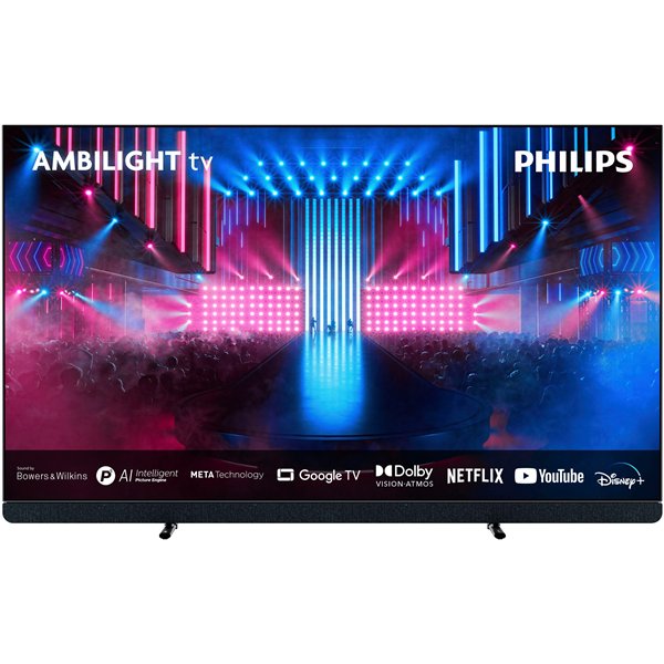 Philips 55OLED909 TV OLED+ Ambilight 55" 4K UHD 2024 120Hz Wifi/Smart TV Google, Gris Métal