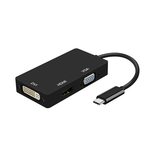 Conversor Aisens A109-0343/ USB Tipo-C Macho - DVI Hembra/ VGA Hembra / HDMI Hembra/ 15cm/ Negro