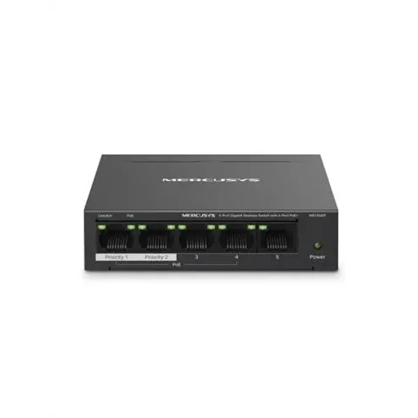 Switch No Gestionable Mercusys Ms105gp 5p 10/100/1000 De Estos 4p Poe+ 65w Ethernet Mini Desktop