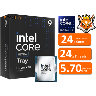 Intel Core Ultra 9 285K con IA de 24x Cores 3.7/5.7GHz Gráficos