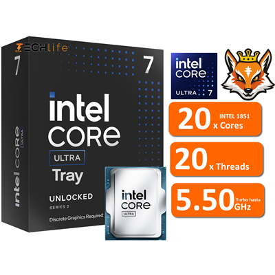 Intel Core Ultra 7 265KF con IA de 20x Cores hasta 3.9/5.5GHz