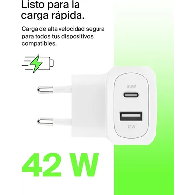 Belkin BoostCharge Cargador de Pared con Dos Puertos de 42 W