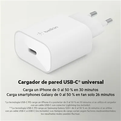 Belkin BoostCharge Cargador USB-C Carga RAPIDA 25W de pared