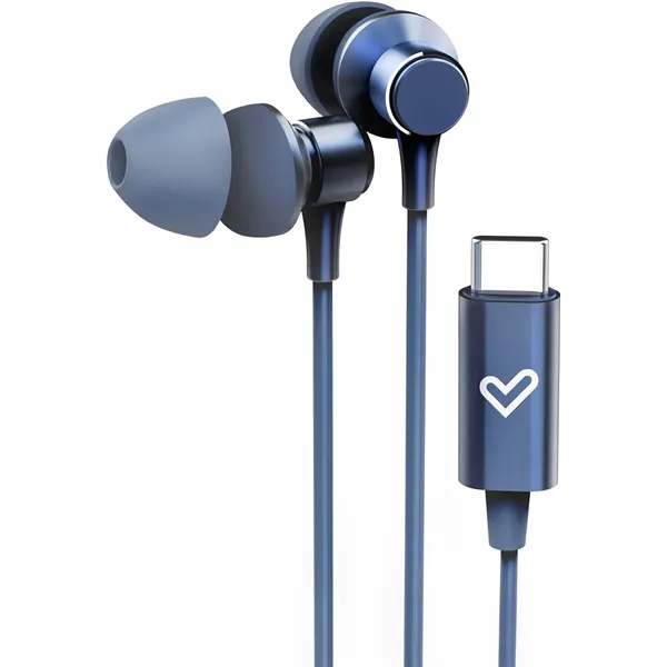 Energy Sistem Metallized Azul - Auriculares con conexión USB-C, Micrófono,Control de Volumen, Aluminio