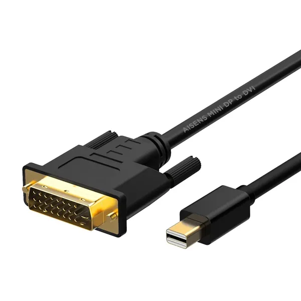 Cable Conversor Mini DisplayPort Aisens A125-0363/ Mini DisplayPort Macho - DVI Macho/ 2m/ Negro