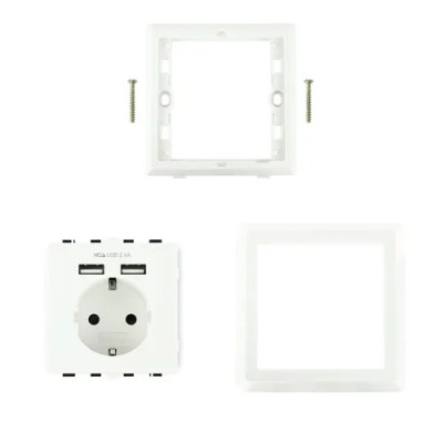 Roseta de Pared Nanocable 10.35.0010/ 1 Schuko/ 2 USB