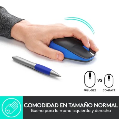 Logitech M190 Negro/Azul Ratón inalámbrico tamaño normal