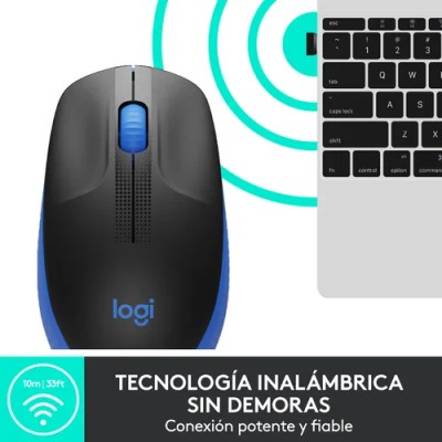 Logitech M190 Negro/Azul Ratón inalámbrico tamaño normal