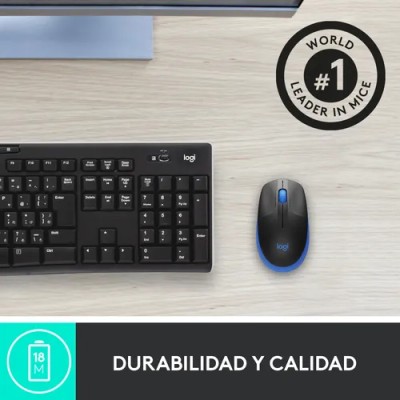 Logitech M190 Negro/Azul Ratón inalámbrico tamaño normal