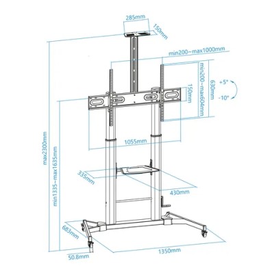 Soporte de Suelo Inclinable/ Ajustable con Ruedas Tooq