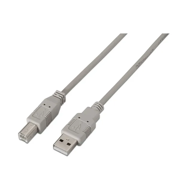 Cable USB 2.0 Impresora Aisens A101-0004/ USB Tipo-B Macho - USB Macho/ Hasta 2.5W/ 60Mbps/ 4.5m/ Beige