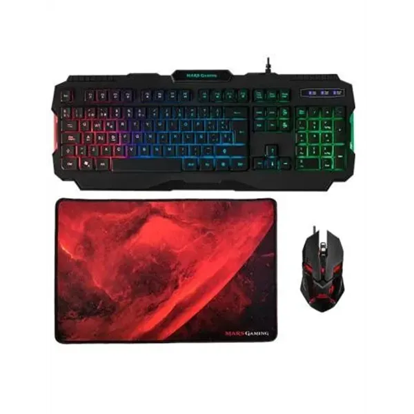 Pack Teclado Mouse Y Alfombrilla Mars Gaming Mcp118 Mouse 4000dpi Rgb Teclado Retroiluminado En Port