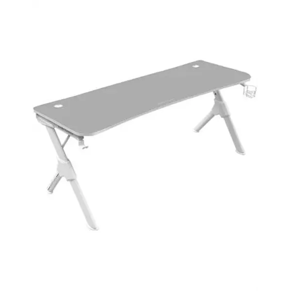 Mesa Mars Gaming Mgd Xl White Chasis De Acero Tablero 160x60cm Altura 74cm Con Diseño De Fibra De Carbono Con Guias Y Soportes