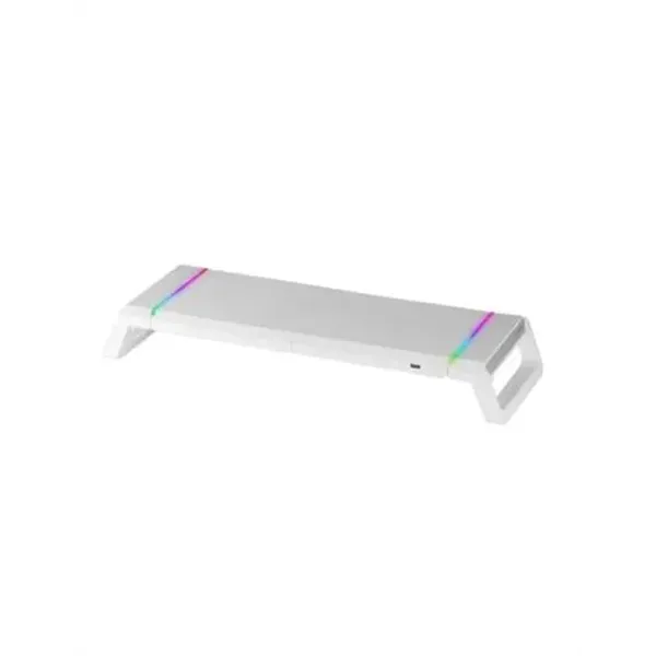 Stand De Sobremesa Para 1 Pantallas Mas Gaming Mgs-one Wihte Ajustable A 3 Tama¥os Puerto Usb 2.0 E Iluminacion Chroma Rgb