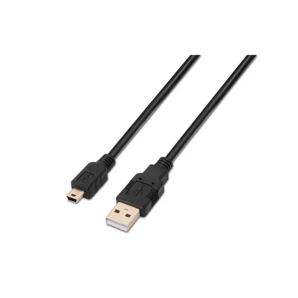 Cable USB 2.0 Aisens A101-0023/ USB Macho - USB Mini Macho/ Hasta 2.5W/ 60Mbps/ 50cm/ Negro