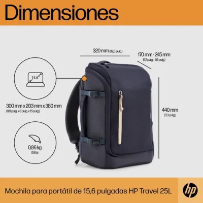 Mochila HP 6B8U4AA Travel para Portátiles hasta 15.6'/ Gris