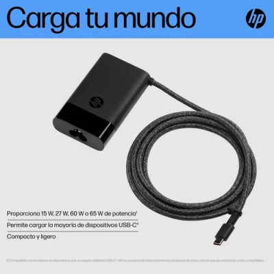 Cargador de Portátil HP AC Adapter USB-C/ 65W/ Automático/