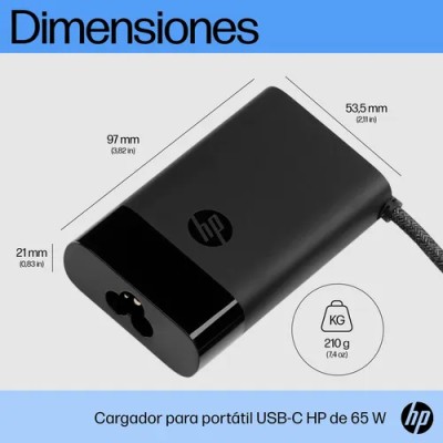 Cargador de Portátil HP AC Adapter USB-C/ 65W/ Automático/