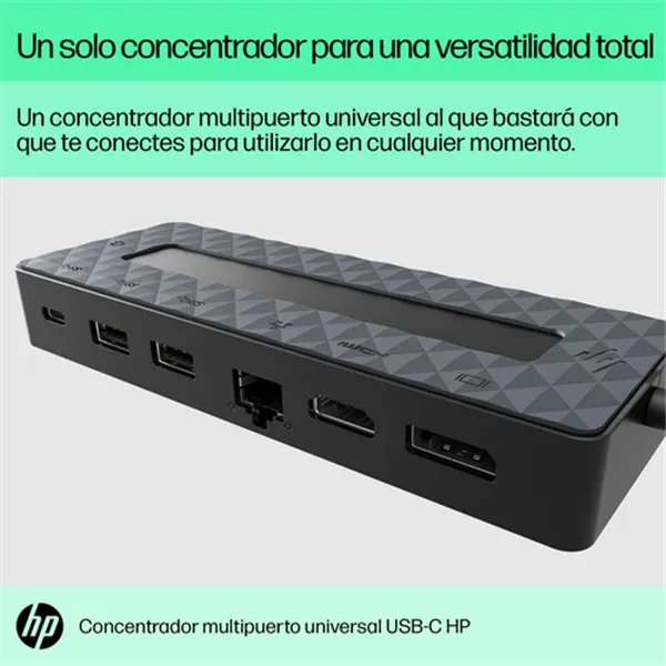 Docking USB Tipo-C HP 50H55AA USB-C/ 2xUSB/ 1xHDMI/ 1xDisplayPort/ 1xRJ45/ 1xUSB Tipo-C PD/ Negro