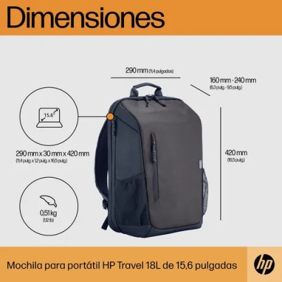 Mochila HP Travel para Portátiles hasta 15.6'/ Gris