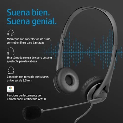 Auriculares HP G2/ con Micrófono/ Jack 3.5/ Negros