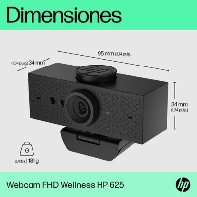 HP 625 Webcam FHD Enfoque Automático, 4MP, USB, Clip/Soporte