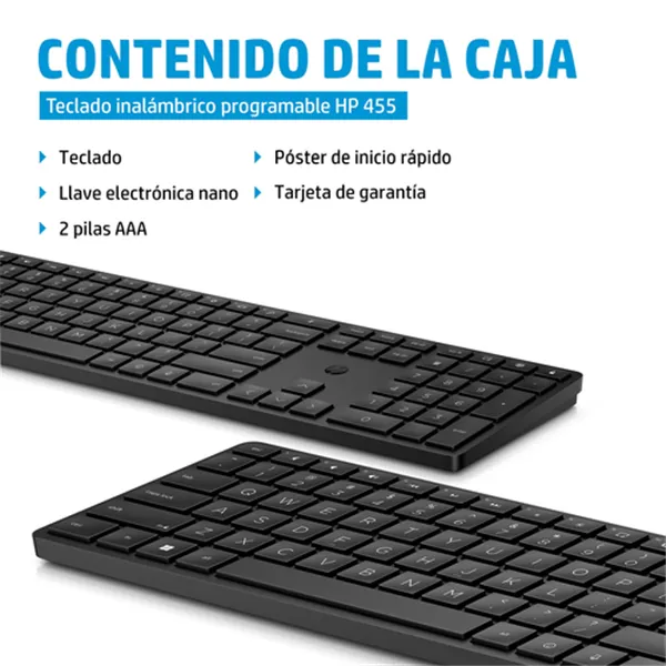 Teclado Inalámbrico Programable HP 455/ Negro