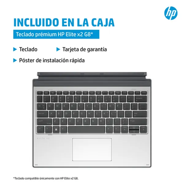 Teclado Inalámbrico HP Elite x2 G8 Premium/ Compatible con Tablet HP Elite x2 G8/ Negro