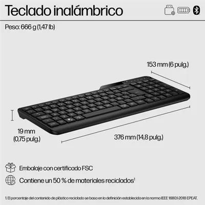 Teclado Inalámbrico HP 475 Dual/ Negro