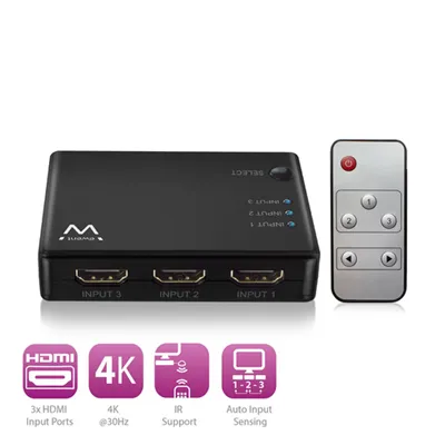 Ewent ew3730 switch hdmi 4k 3x1con mando distancia