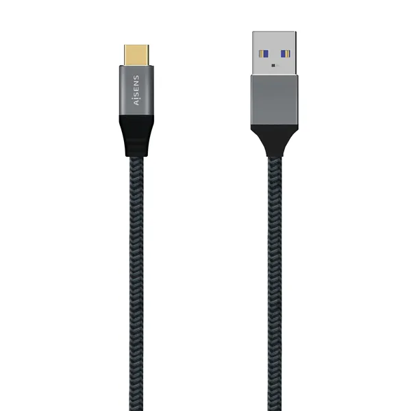 Cable USB 3.1 Tipo-C Aisens A107-0630/ USB Tipo-C Macho - USB Macho/ Hasta 27W/ 1250Mbps/ 50cm/ Gris