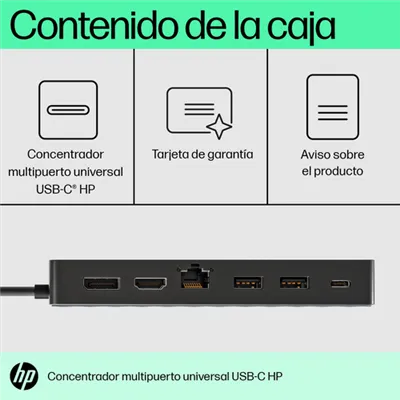 Docking USB Tipo-C HP 50H98AA/ 2xUSB/ 1xHDMI/ 1xRJ45/