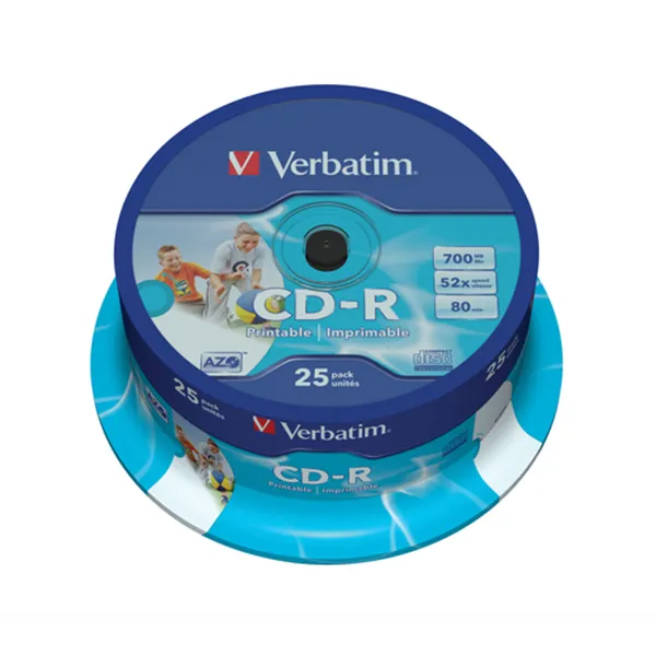 CD-R Verbatim AZO Imprimible 52X/ Tarrina-25uds