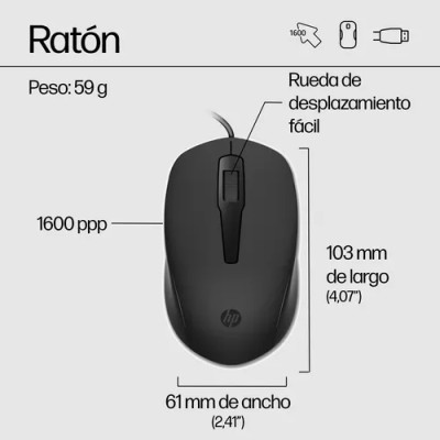 Teclado y Ratón HP 150/ Negro