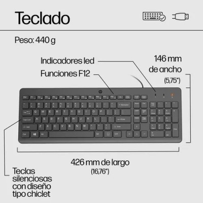 Teclado y Ratón HP 150/ Negro