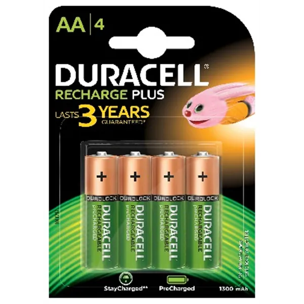 Pack de 4 Pilas AA Duracell HR6-B/ 1.2V/ Recargables