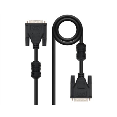 Nanocable DVI, 5m cable DVI Negro